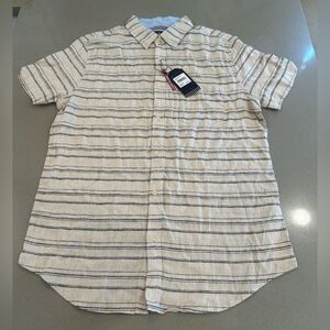 Brand New With Tag! Ben Sherman Linen-Blend Short Sleeve Button up Shirt Size L